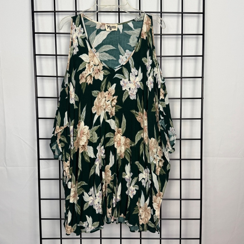 Show Me Your Mumu‎ Peta-Boo Tunic Women XS Green Floral Cold Shoulder Mini Dress